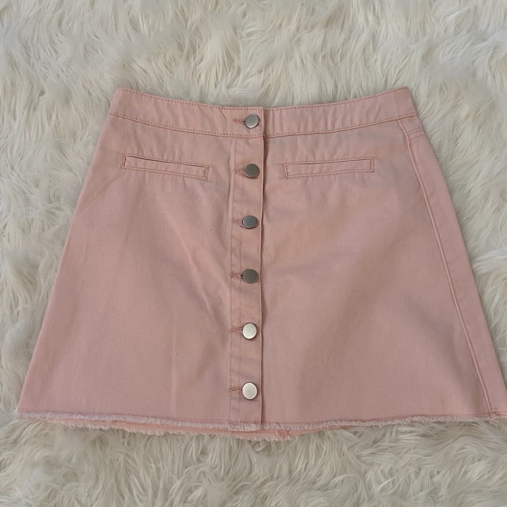 Light Pink denim mini skirt